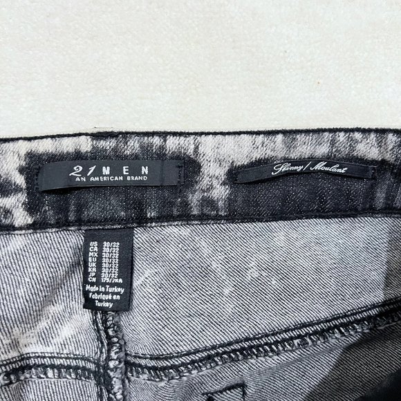 Forever 21 Men Abstract Gray Skinny Denim Jeans Pants - Picture 3 of 5